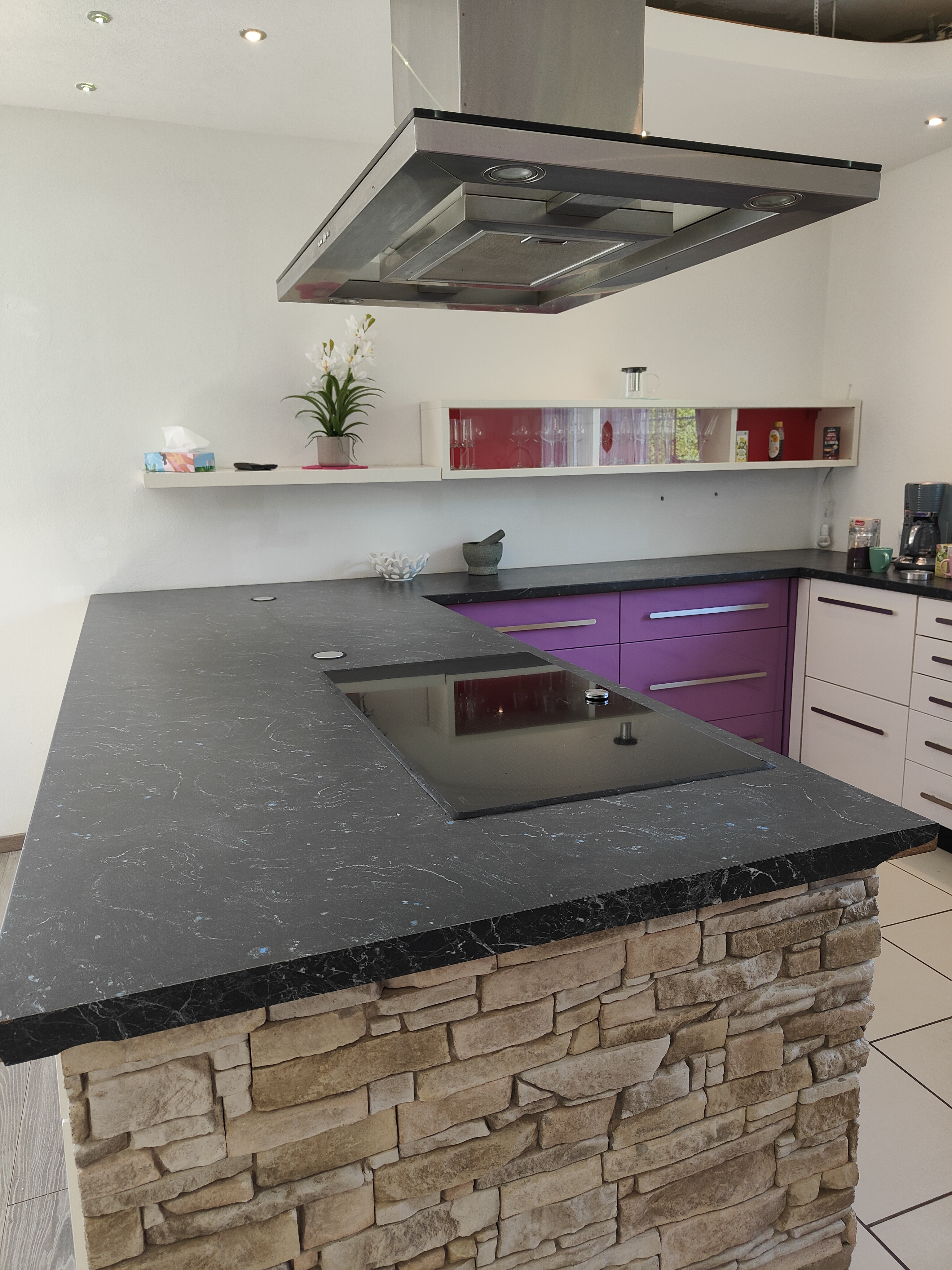 Monteur-Zimmer - Fernseher - Ceranfeld mit Dunstabzug und versenkbaren Steckdosen - Ferienwohnung Dorfleben