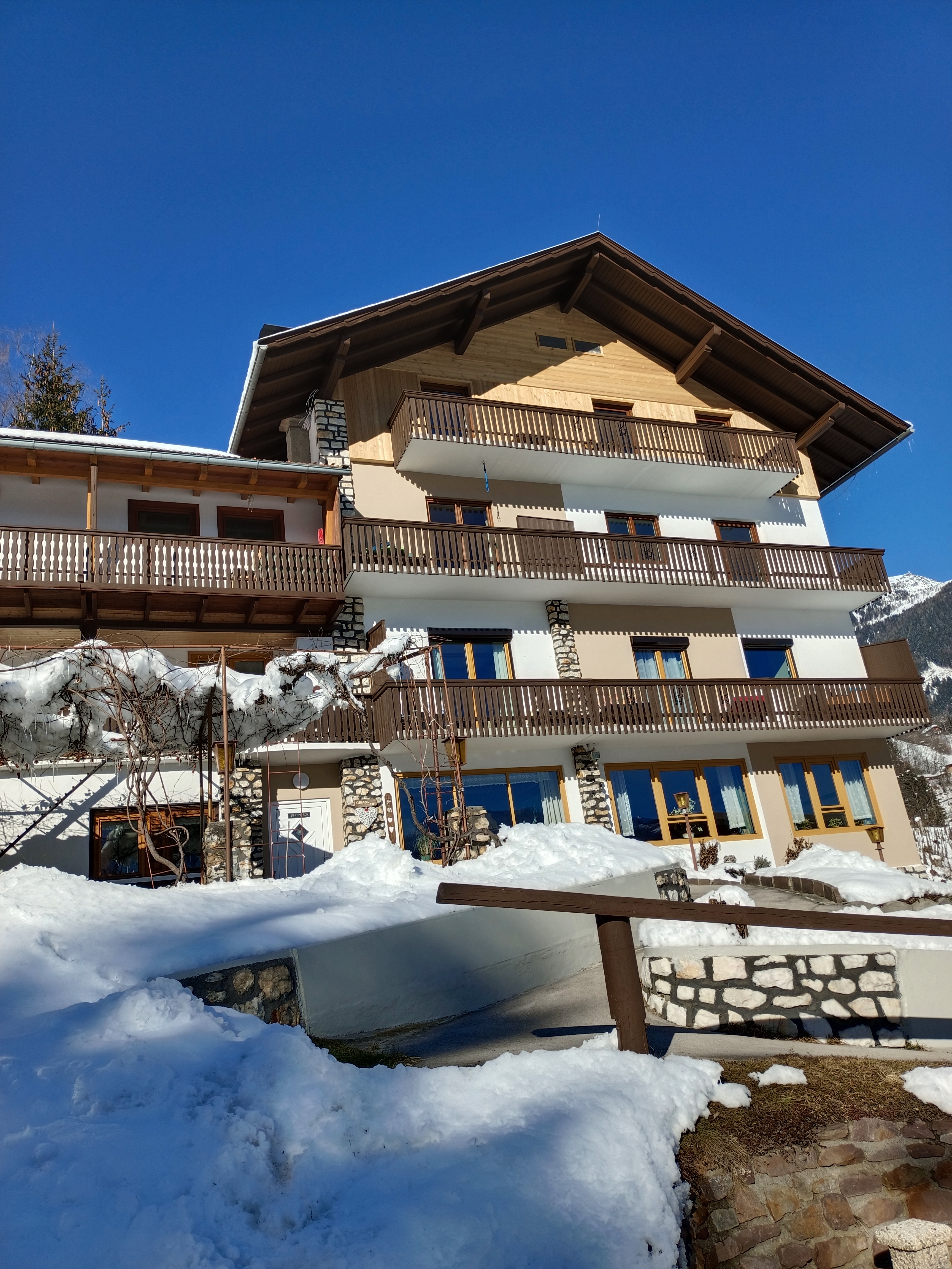 Monteur-Zimmer - Parkplatz: eigener Parkplatz für PKW vorhanden - Techendorf - Unser Haus im Winter  - Ferienwohnung Lemberger 