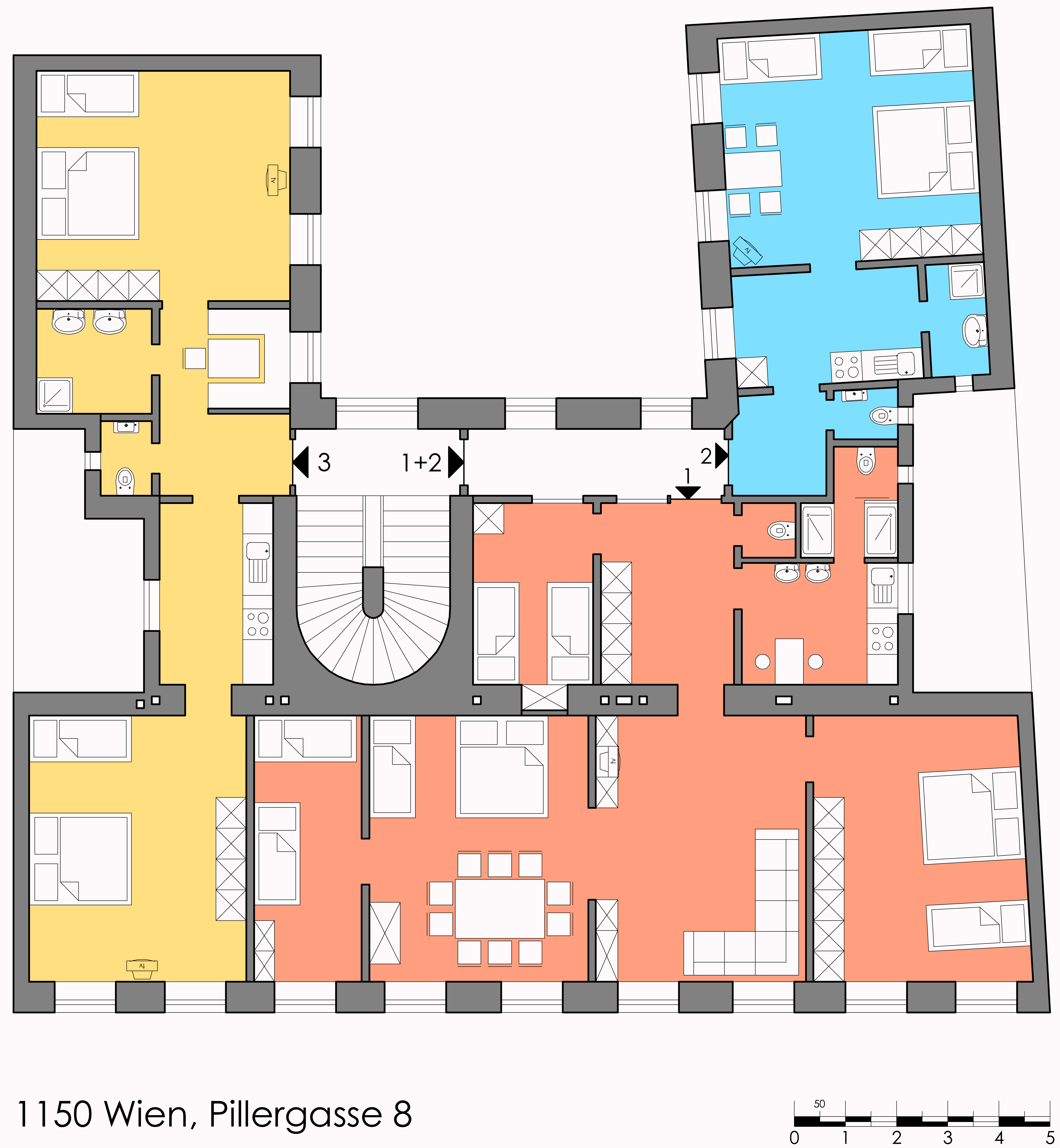 MonteurZimmer: Grundriss - Central of Vienna 10Eur/bed + Highspeed Internet + parking