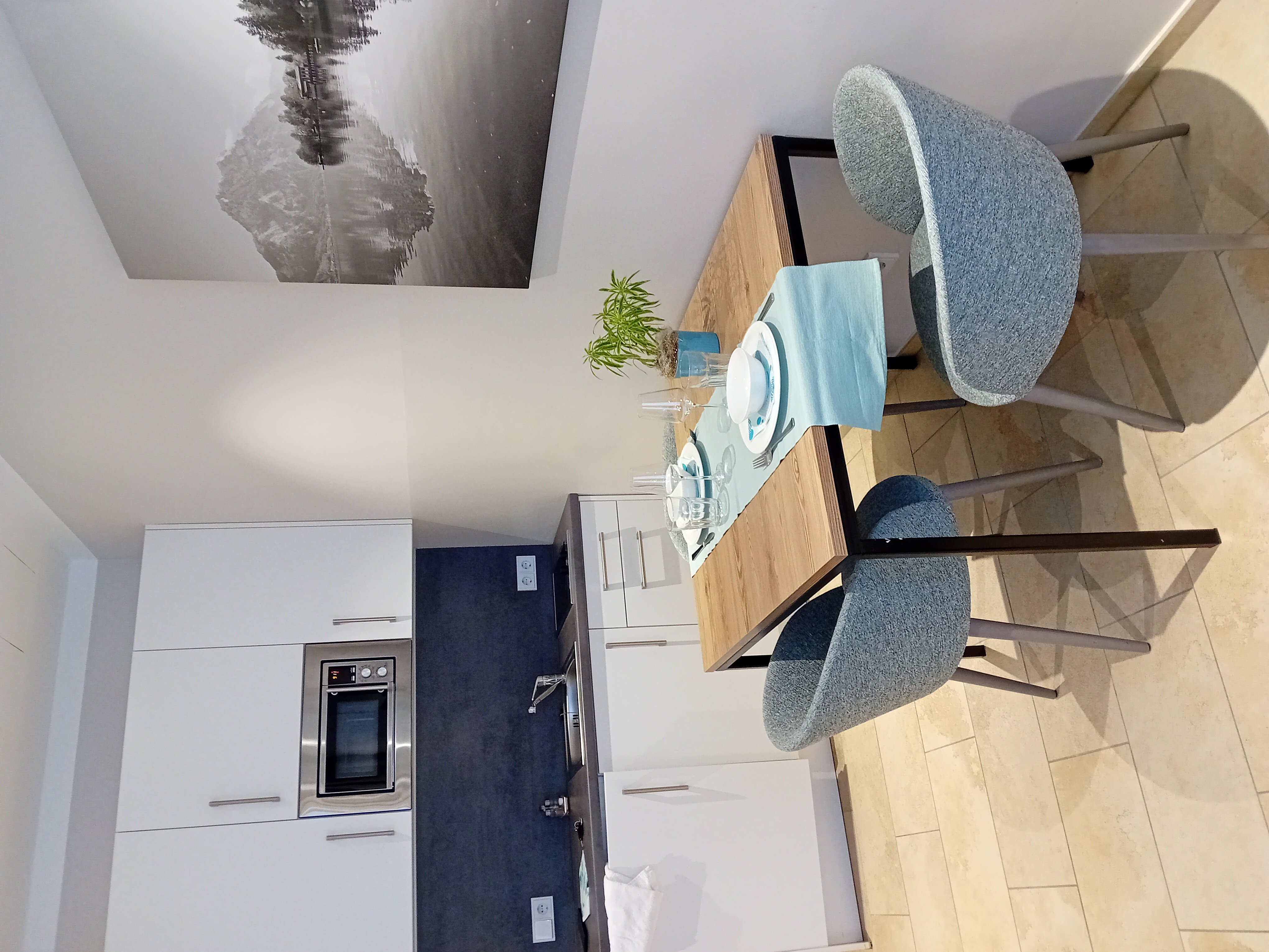 Monteur-Zimmer - Hinzenbach - Doppelzimmer X-Large - Küche und Essbereich - TT Aparthotel Neuhofen