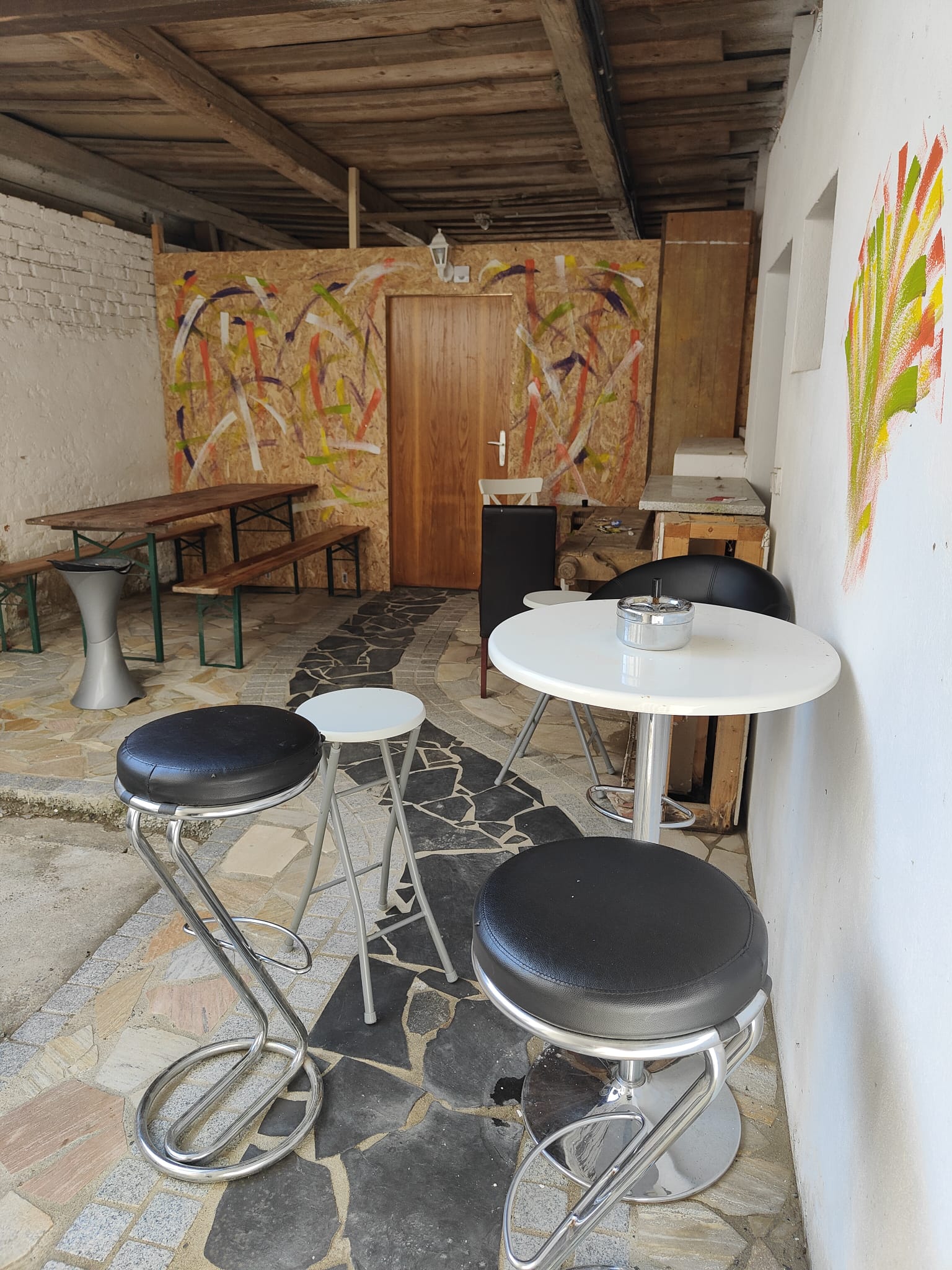 MonteurZimmer: Raucherbereich Innenhof. Teilüberdacht - Ferienwohnung Landliebe