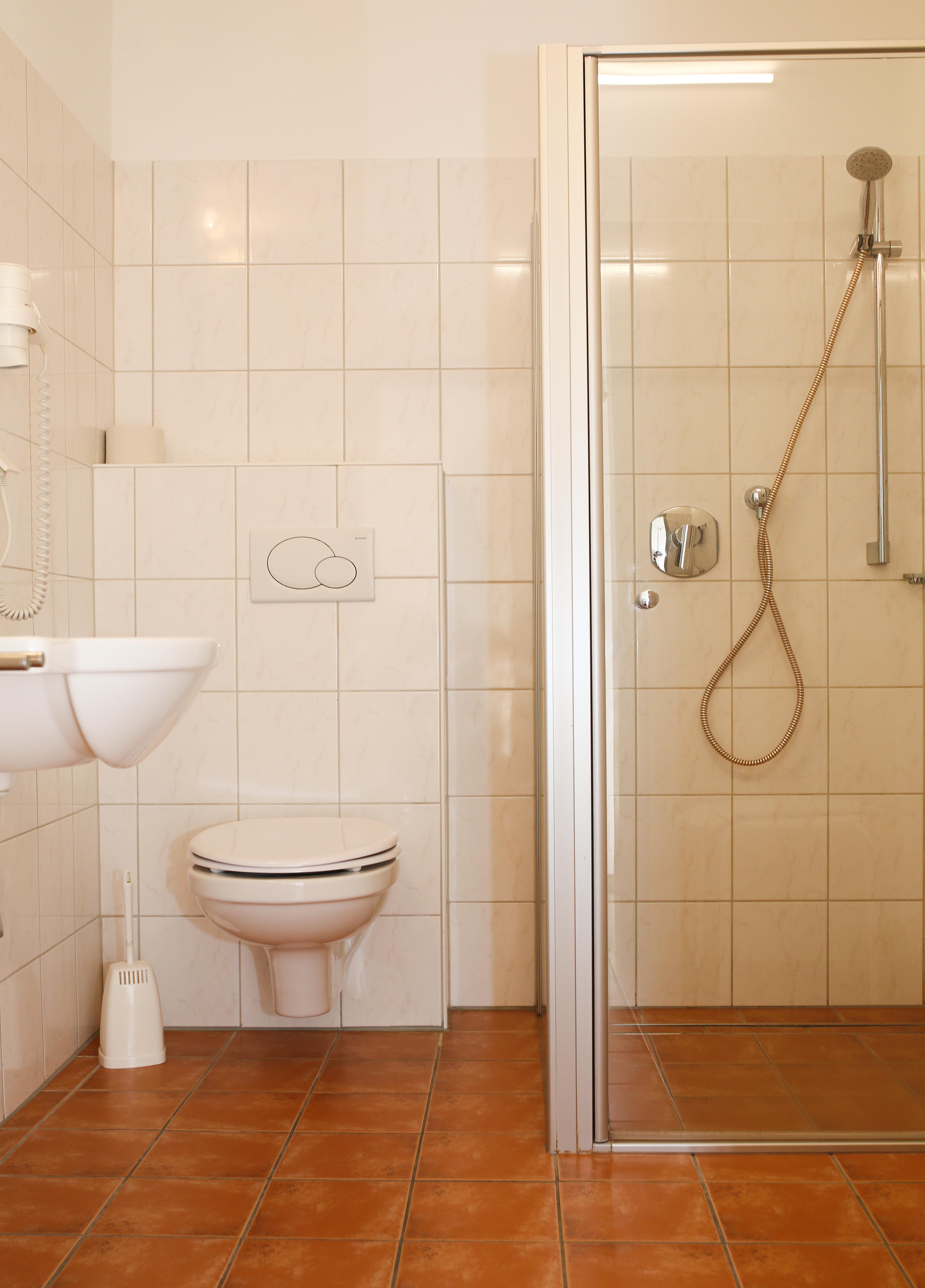 Monteur-Zimmer - Fernseher - Badezimmer Bsp. - Sonnenhof Innsbruck - Igls