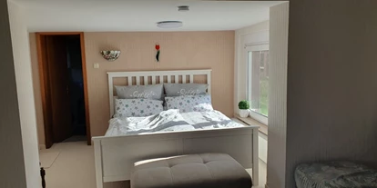 Monteur-Zimmer - Zwenkau - Doppelbett im Wohn- und Schlafraum - FeWo Bienchen