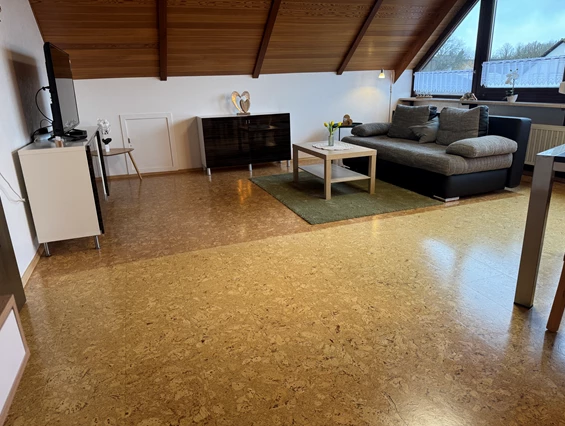 MonteurZimmer: Wohnbereich mit Schlafsofa - Fewo Naturblick