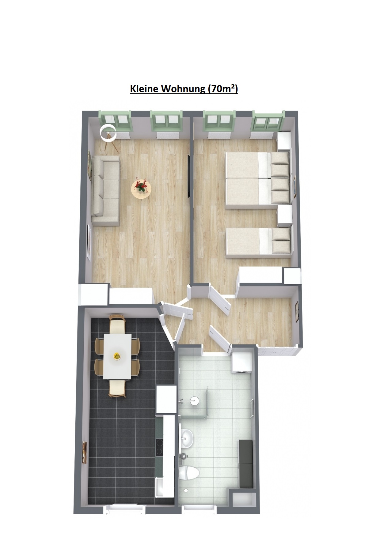 MonteurZimmer: rundriss große Wohnung bis 5 Personen - Zollikof Aparts