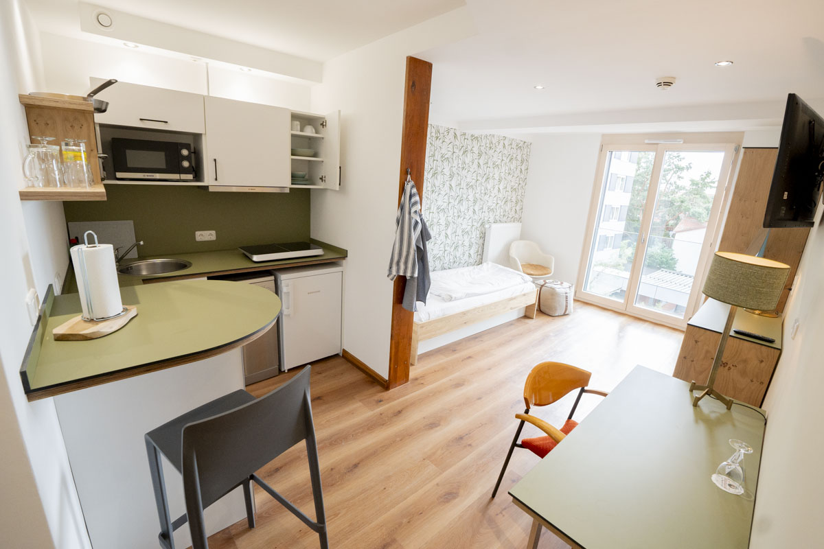 Monteur-Zimmer - Bayern - Einzelappartement mit Küche  - Wohnfakturei | serviced apartments in augsburg