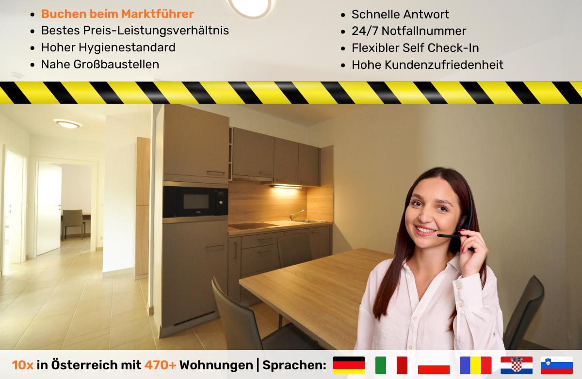 Monteur-Zimmer - Preis pro Nacht - Vösendorf - 90+ Monteurzimmer in Wien, Einzelbetten, Parkplätze, WIFI, Küchen