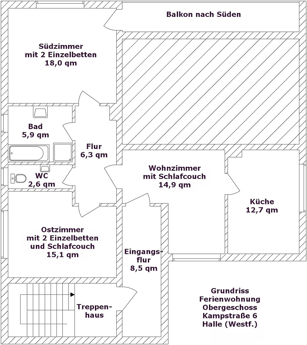 Monteur-Zimmer - Preis pro Nacht - Deutschland - Ferienwohnung Kampstr. 6 in Halle Westfalen in 33790 Halle (Westfalen)