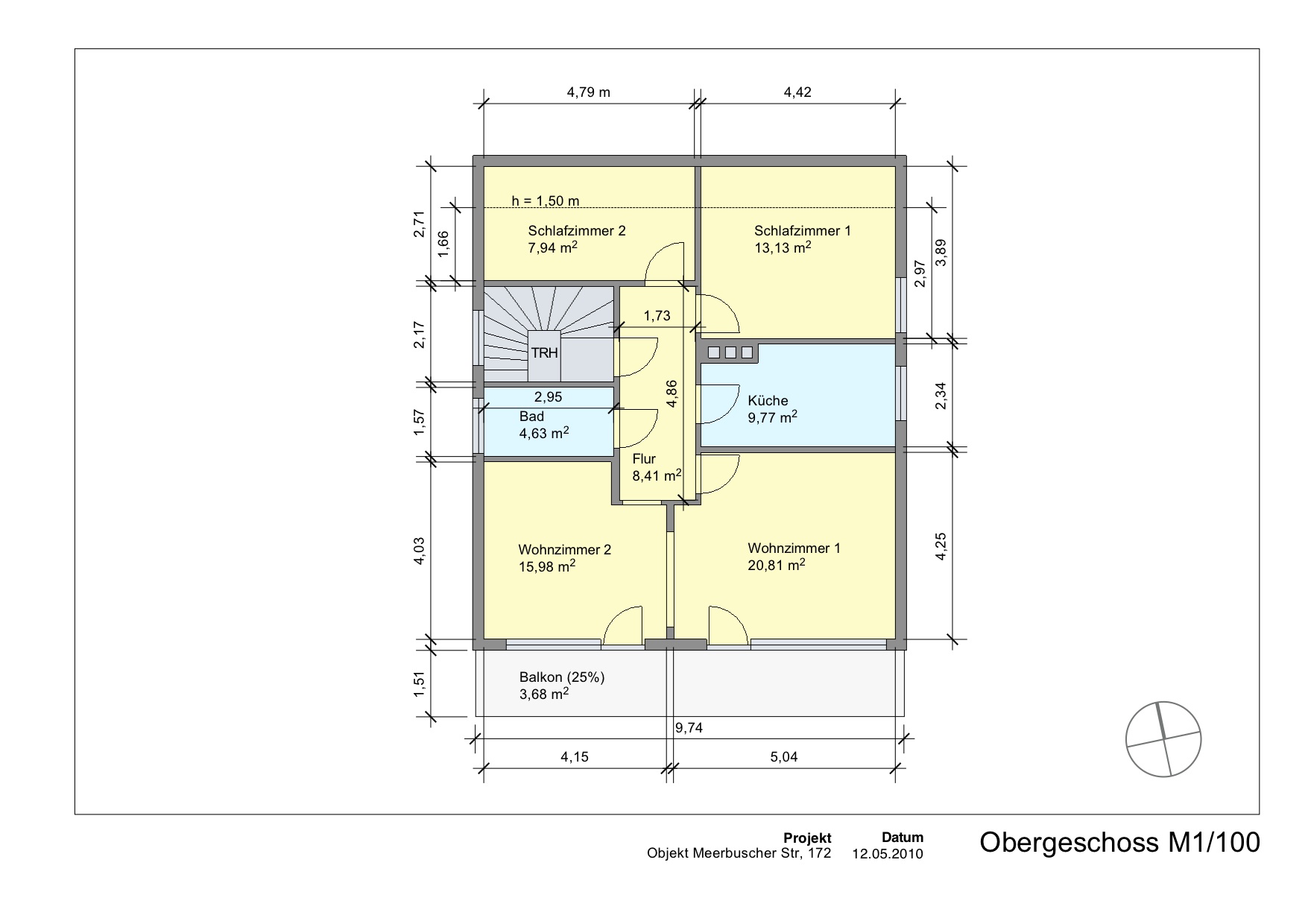 Monteur-Zimmer - Langenfeld (Mettmann) - Grundriss FeWo (85 qm) - Gästehaus Hegger