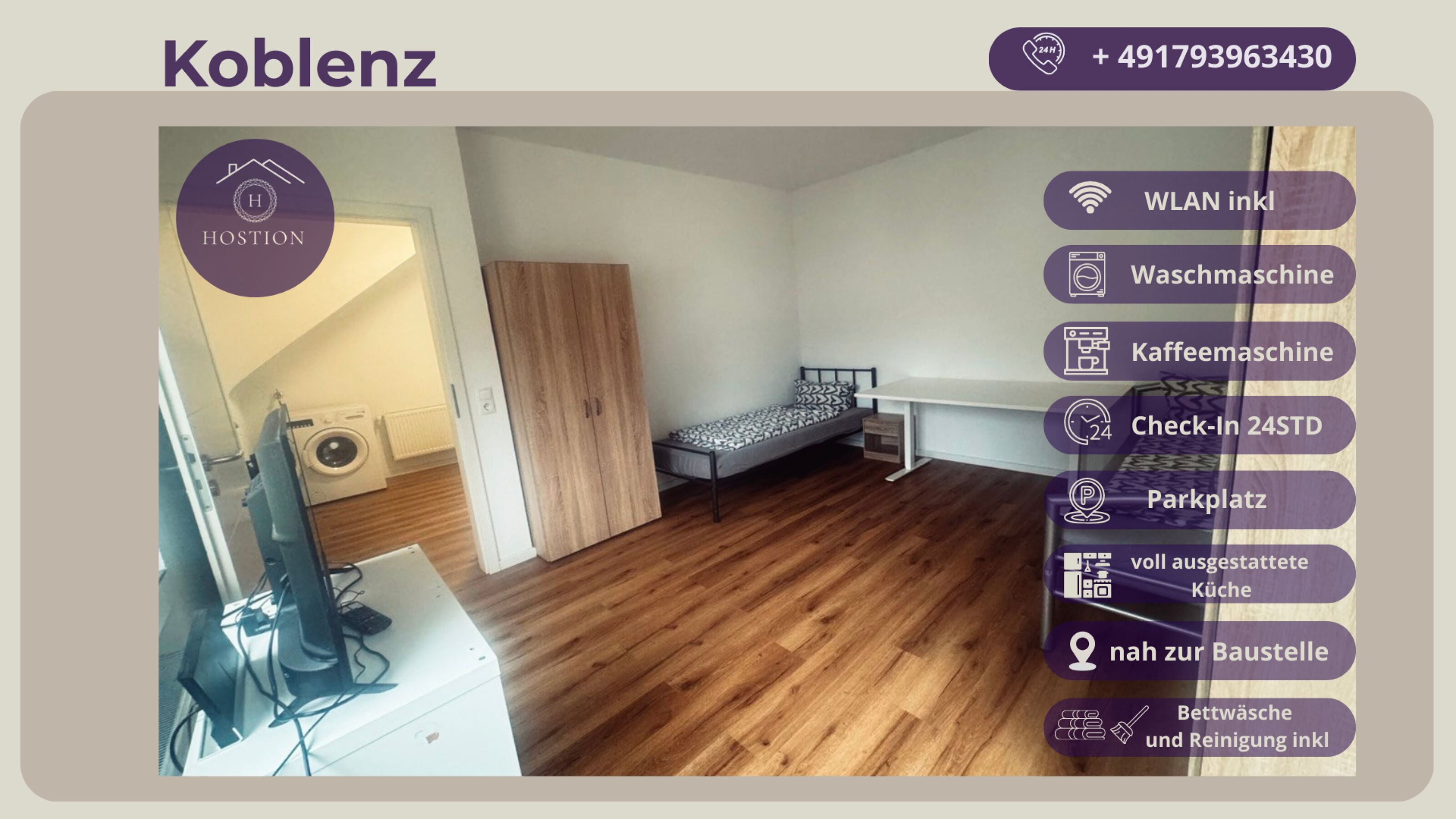 Monteur-Zimmer - Mündersbach - Unsere Wohnungen in Weißenthurm, Neuwied und in Koblenz