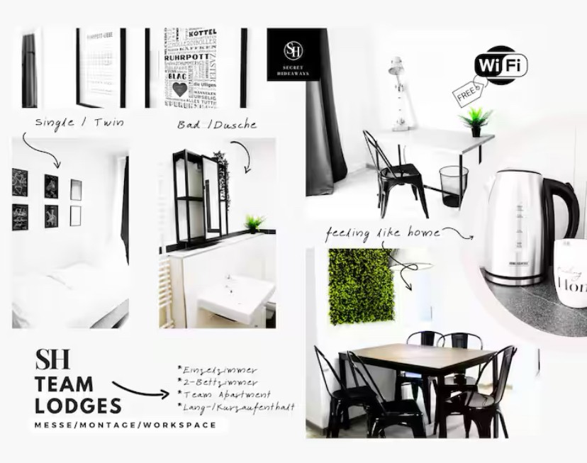 Monteur-Zimmer - Moers - SH Lodges: Komfort für Messebesuch | Montage | Gruppen - 19 Pers.