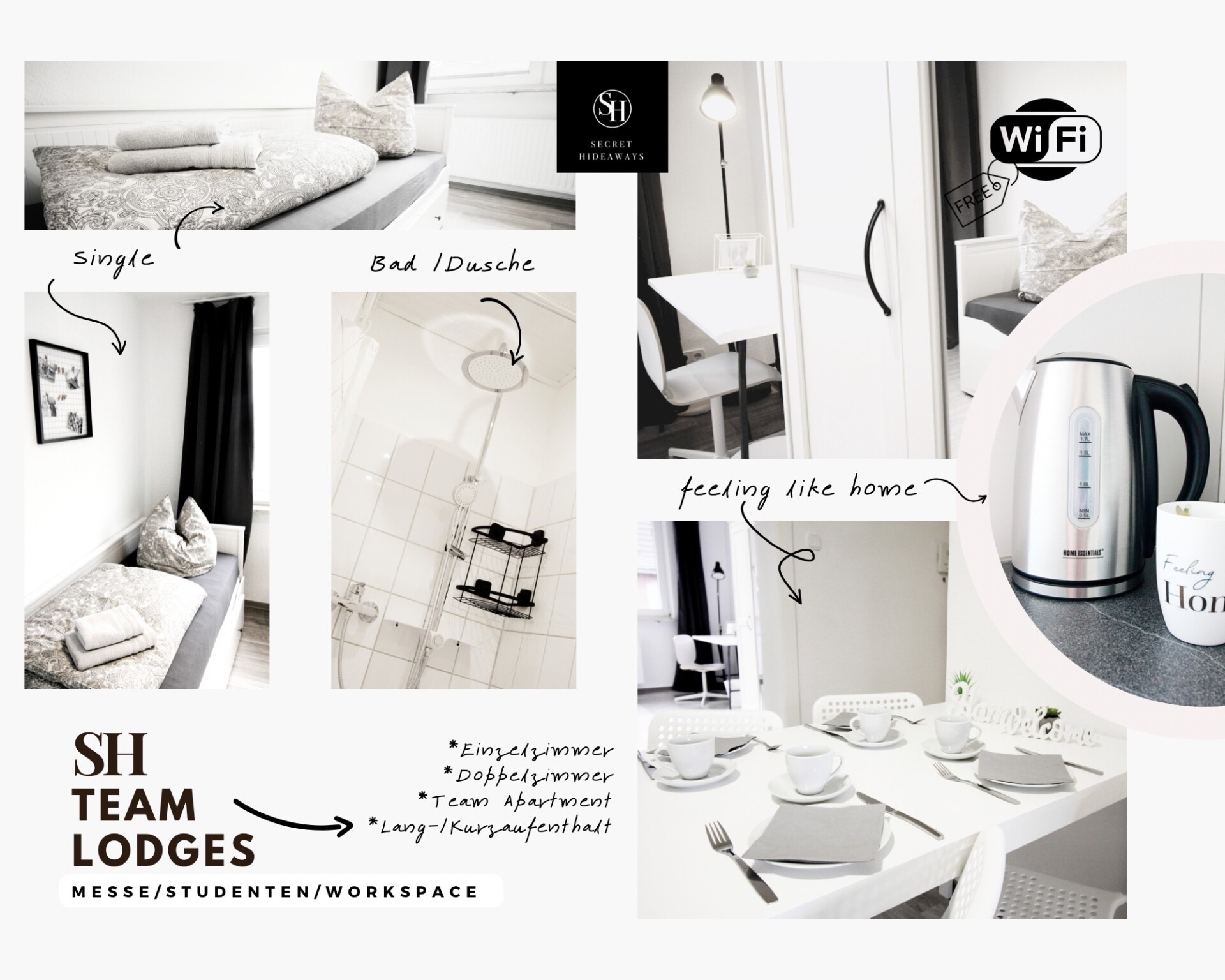 Monteur-Zimmer - Moers - SH Lodges: Komfort für Messebesuch | Montage | Gruppen - 19 Pers.