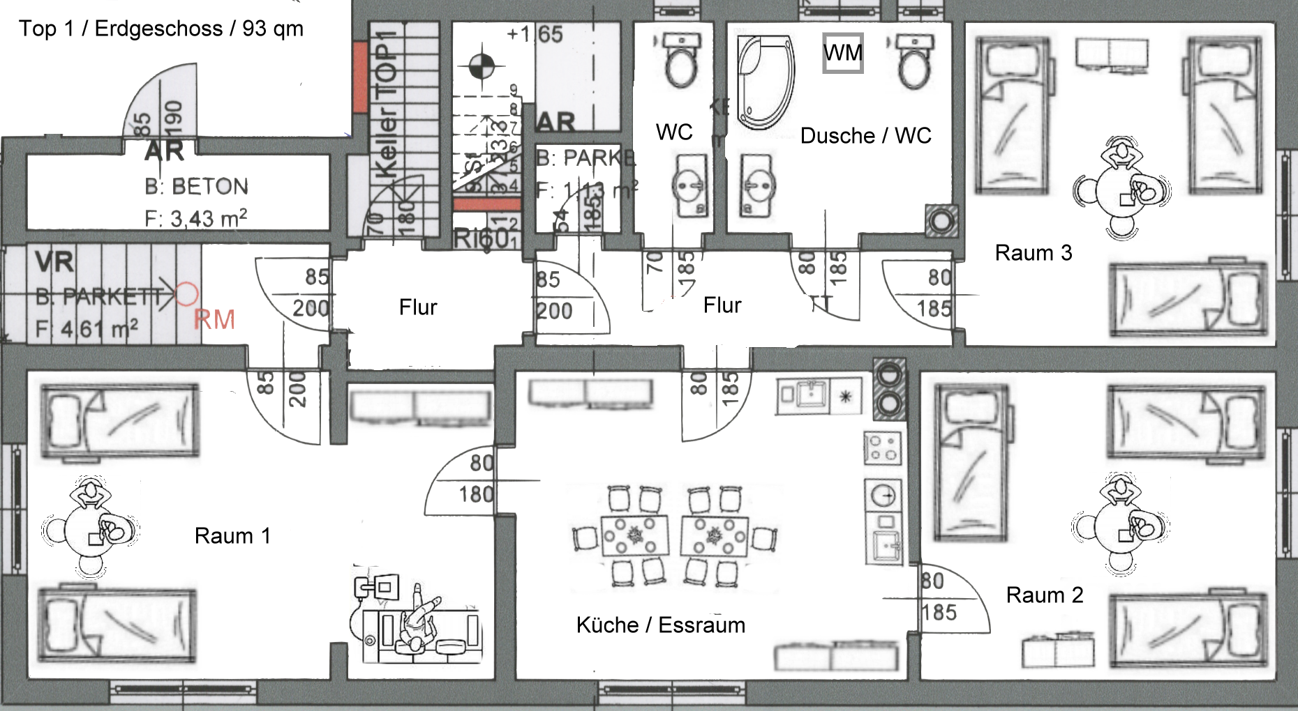 Monteur-Zimmer - Unterkunftsart: Apartment - St. Pölten - Haus HERZOGENBURG - Apartment Top 1